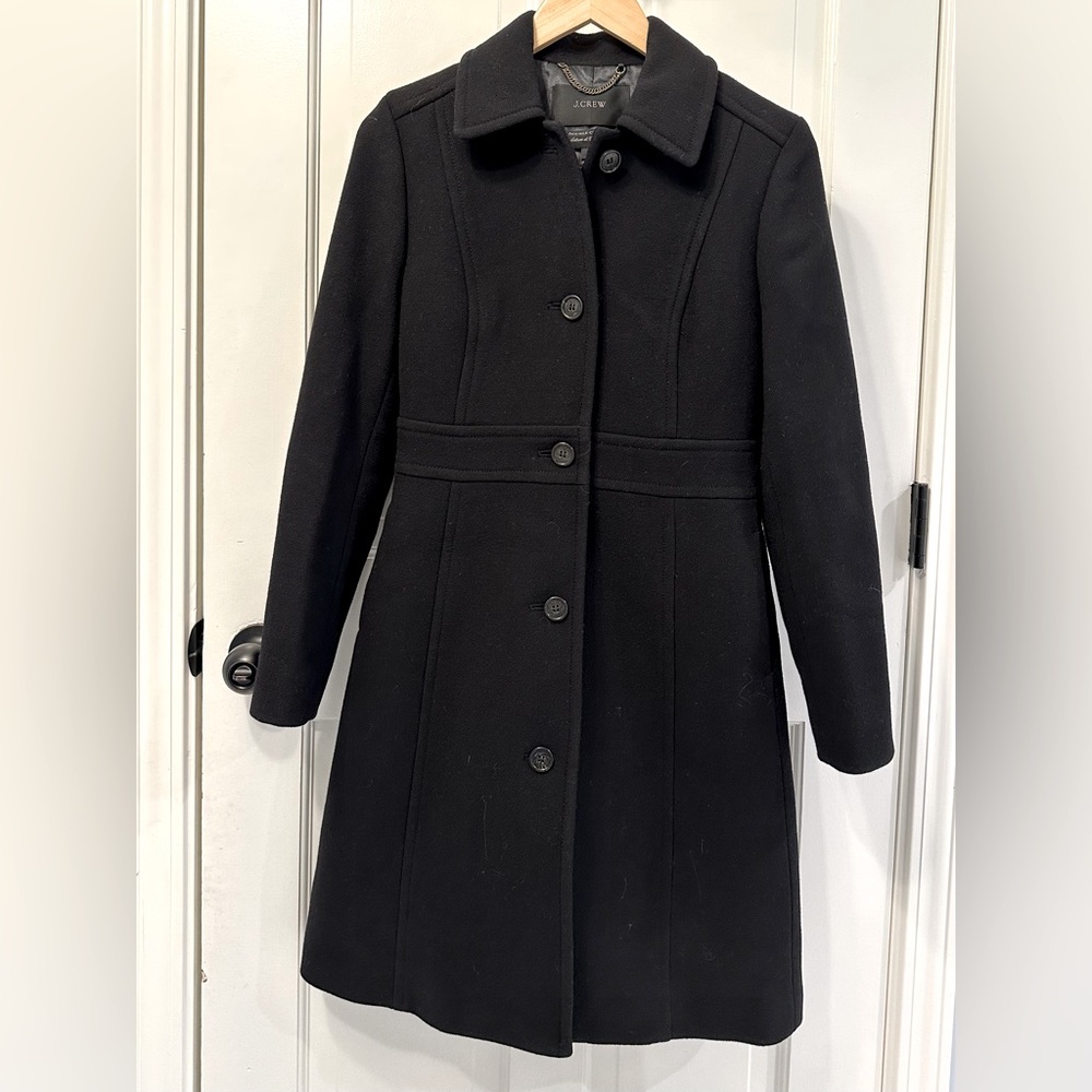 J. Crew black coat size 0